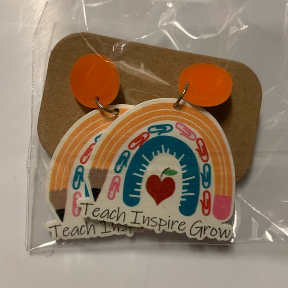 NEW! Teach Inspire Grow Rainbow Earrings - Picture 2 of 2